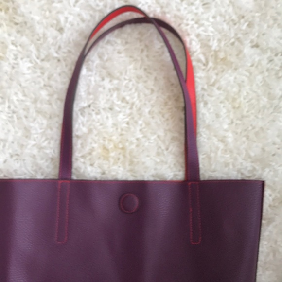 13 X 15" faux leather purple/red tote - Picture 6 of 7